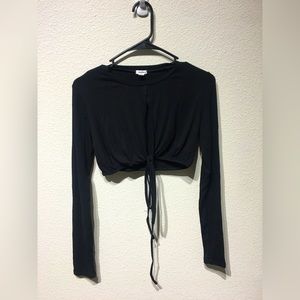 Black Open Chest Crop Top